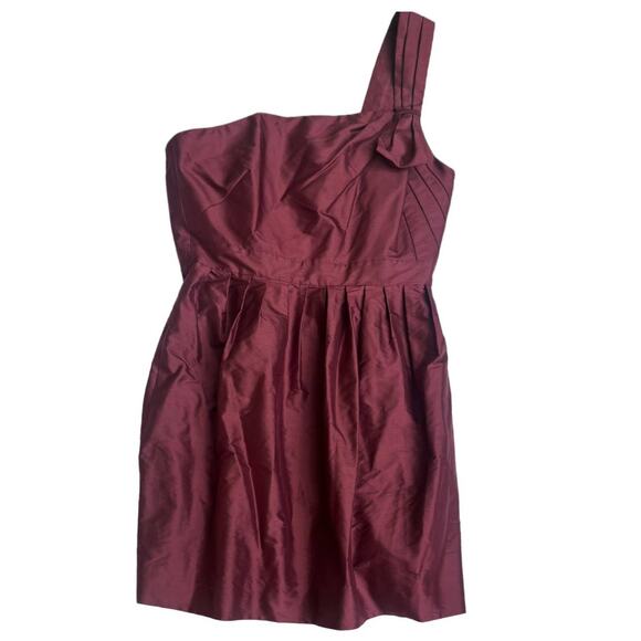 J.Crew Burgundy One-Shoulder Bow Silk Cocktail Party Dress | Sz 12 NEW | 02955 - Picture 12 of 14